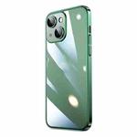 For iPhone 13 Transparent Electroplated PC Phone Case(Dark Green)