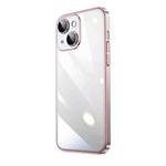 For iPhone 13 Transparent Electroplated PC Phone Case(Pink)