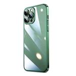 For iPhone 12 Pro Max Transparent Electroplated PC Phone Case(Dark Green)