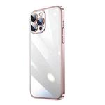 For iPhone 12 Pro Transparent Electroplated PC Phone Case(Pink)