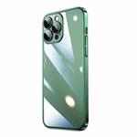 For iPhone 12 Transparent Electroplated PC Phone Case(Dark Green)