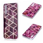 For Huawei nova 5T Plating Marble Pattern Soft TPU Protective Case(Purple)