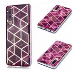 For Huawei P30 Plating Marble Pattern Soft TPU Protective Case(Purple)