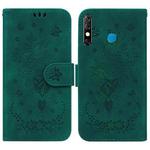 For Infinix Hot 8 X650 CC7 Butterfly Rose Embossed Leather Phone Case(Green)