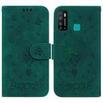 For Infinix Hot 9 X655C / Note 7 Lite Butterfly Rose Embossed Leather Phone Case(Green)