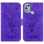 For Infinix Hot 10 Play / Smart 5 India Butterfly Rose Embossed Leather Phone Case(Purple)