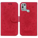 For Infinix Hot 10 Play / Smart 5 India Butterfly Rose Embossed Leather Phone Case(Red)