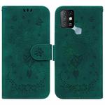 For Infinix Hot 10 X682 Butterfly Rose Embossed Leather Phone Case(Green)