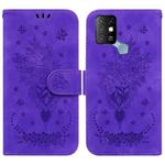 For Infinix Hot 10 X682 Butterfly Rose Embossed Leather Phone Case(Purple)