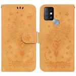 For Infinix Hot 10 X682 Butterfly Rose Embossed Leather Phone Case(Yellow)