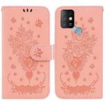 For Infinix Hot 10 X682 Butterfly Rose Embossed Leather Phone Case(Pink)