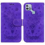 For Infinix Hot 10i / Smart 5 Pro Butterfly Rose Embossed Leather Phone Case(Purple)