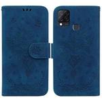 For Infinix Hot 10s / Hot 10T Butterfly Rose Embossed Leather Phone Case(Blue)