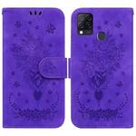 For Infinix Hot 10s / Hot 10T Butterfly Rose Embossed Leather Phone Case(Purple)