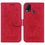 For Infinix Hot 10s / Hot 10T Butterfly Rose Embossed Leather Phone Case(Red)