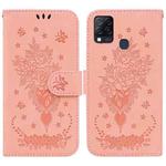 For Infinix Hot 10s / Hot 10T Butterfly Rose Embossed Leather Phone Case(Pink)