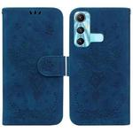 For Infinix Hot 11 X662 Butterfly Rose Embossed Leather Phone Case(Blue)