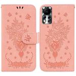 For Infinix Hot 11s NFC X6812B Butterfly Rose Embossed Leather Phone Case(Pink)