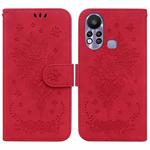 For Infinix Hot 11s X6812 Butterfly Rose Embossed Leather Phone Case(Red)