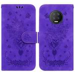 For Infinix Note 7 X690 Butterfly Rose Embossed Leather Phone Case(Purple)