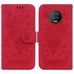 For Infinix Note 7 X690 Butterfly Rose Embossed Leather Phone Case(Red)