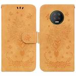 For Infinix Note 7 X690 Butterfly Rose Embossed Leather Phone Case(Yellow)