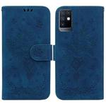 For Infinix Note 10 X693 Butterfly Rose Embossed Leather Phone Case(Blue)
