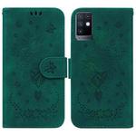 For Infinix Note 10 X693 Butterfly Rose Embossed Leather Phone Case(Green)