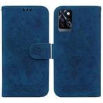 For Infinix Note 10 Pro X695 Butterfly Rose Embossed Leather Phone Case(Blue)
