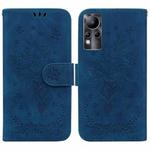 For Infinix Note 11 Butterfly Rose Embossed Leather Phone Case(Blue)