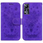 For Infinix Note 11 Butterfly Rose Embossed Leather Phone Case(Purple)