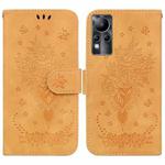 For Infinix Note 11 Butterfly Rose Embossed Leather Phone Case(Yellow)