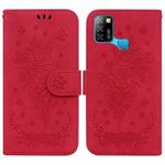 For Infinix Smart 5 X657 / Hot 10 Lite Butterfly Rose Embossed Leather Phone Case(Red)