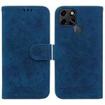 For Infinix Smart 6 Butterfly Rose Embossed Leather Phone Case(Blue)