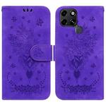 For Infinix Smart 6 Butterfly Rose Embossed Leather Phone Case(Purple)