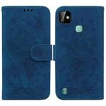 For Infinix Smart HD 2021 X612 Butterfly Rose Embossed Leather Phone Case(Blue)