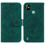 For Infinix Smart HD 2021 X612 Butterfly Rose Embossed Leather Phone Case(Green)