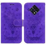 For Infinix Zero 8 X687 Butterfly Rose Embossed Leather Phone Case(Purple)