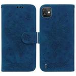 For Wiko Y82 Butterfly Rose Embossed Leather Phone Case(Blue)