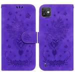 For Wiko Y82 Butterfly Rose Embossed Leather Phone Case(Purple)