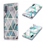 For Galaxy Note10+ Plating Marble Pattern Soft TPU Protective Case(Green White)