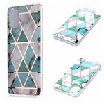 For Galaxy A71 Plating Marble Pattern Soft TPU Protective Case(Green White)