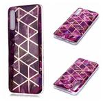 For Galaxy A30s / A50 Plating Marble Pattern Soft TPU Protective Case(Purple)