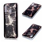 For Galaxy A40 Plating Marble Pattern Soft TPU Protective Case(Black Gold)