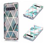 For Galaxy S10 Plating Marble Pattern Soft TPU Protective Case(Green White)