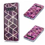 For Galaxy S10 Plating Marble Pattern Soft TPU Protective Case(Purple)