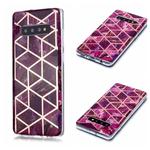 For Galaxy S10+ Plating Marble Pattern Soft TPU Protective Case(Purple)