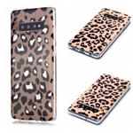 For Galaxy S10+ Plating Marble Pattern Soft TPU Protective Case(Leopard)