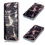 For Galaxy S10+ Plating Marble Pattern Soft TPU Protective Case(Black Gold)