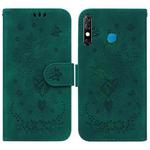 For Tecno Camon 12 / Spark 4 Butterfly Rose Embossed Leather Phone Case(Green)